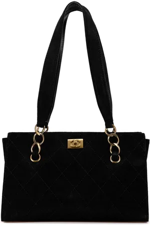 CHANEL 2002-2003 CC Stitched Tote Bag aus Kaviar- und Wildleder