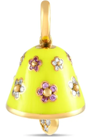 Aaron Basha 18kt Bell Gelbgoldanhänger mit Diamanten und Saphir