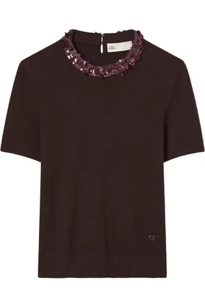 Tory Burch T-Shirt mit besticktem Ausschnitt