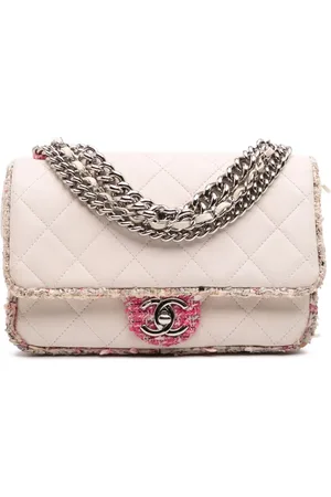 CHANEL 2019 gesteppte Elegant Trim Flap Satchel-Tasche aus Lammleder und Tweed