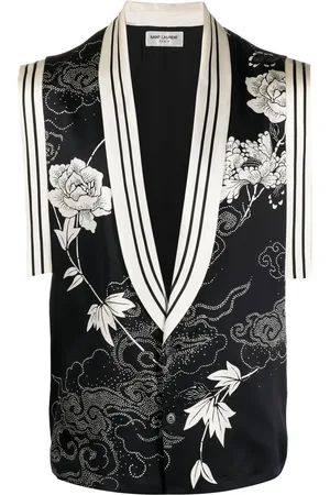 Saint Laurent Seidenweste mit Blumenstickerei