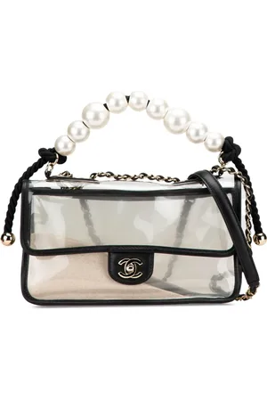 CHANEL 2019 Medium PVC and Lambskin Sand By The Sea Flap with Pearl Strap satchel