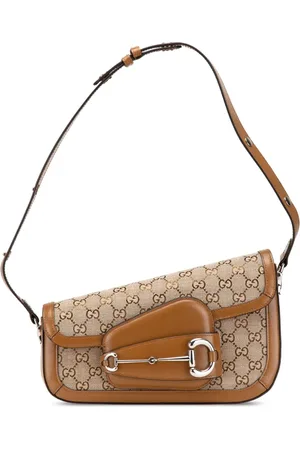 Gucci 2016-2024 asymmetrische Horsebit 1955 Schultertasche aus GG Canvas