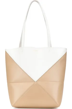 Loewe 2010-2024 mittelgroße Bicolor Puzzle Fold Tote Bag aus glänzendem Kalbsleder