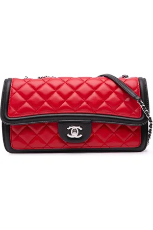 CHANEL 2012-2013 mittelgroße Graphic Flap Stepptasche aus zweifarbigem Lammleder