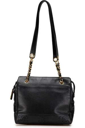 CHANEL 1996-1997 Triple CC Schultertasche aus Kaviarleder