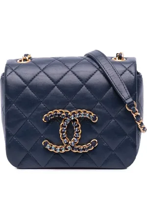 CHANEL 2021-2025 mini CC Crystal Full Flap Umhängetasche aus Lammleder