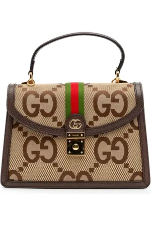 Gucci 2016-2024 kleine jumbo GG Web Ophidia Flap Satchel-Tasche aus Canvas