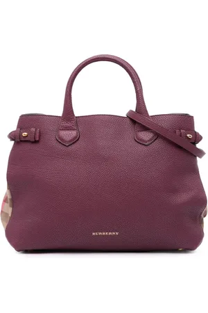 Burberry 2012-2024 mittelgroße Banner Satchel-Tasche aus Leder mit House Check