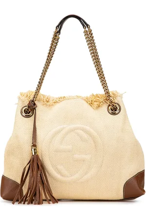 Gucci 2000-2015 mittelgroßer Soho Chain Tote Bag aus Raffiabast