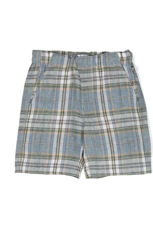 Il gufo Shorts aus Leinen mit Karomuster