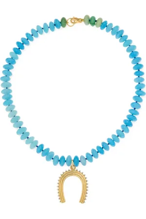 Adina Reyter 14kt Goldhalskette mit Diamant und Jade