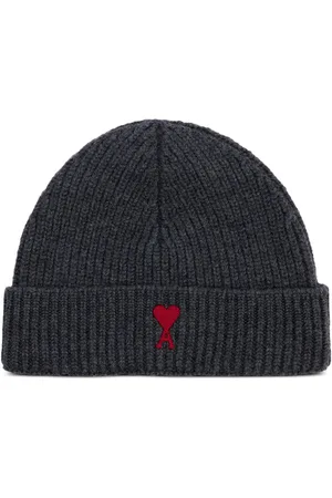 Ami Gerippte Beanie mit Logo-Stickerei