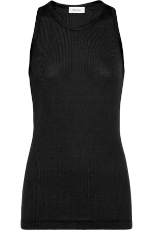Salvatore Ferragamo Fein geripptes Rundhals-Tanktop