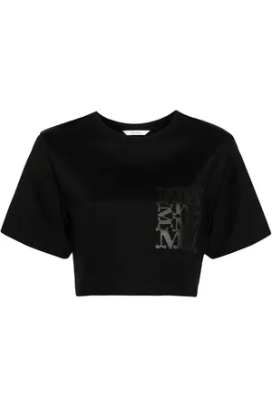 Max Mara Cropped-T-Shirt mit Logo-Print