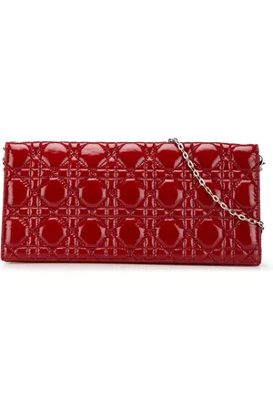 Dior 2011 Cannage Lady Dior Clutch aus Lackleder mit Kette