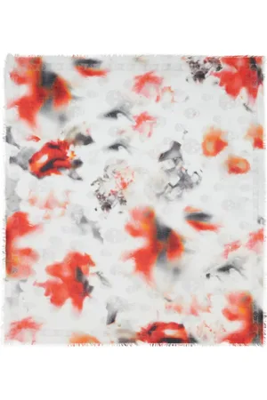 Alexander McQueen Obscured Flower Schal mit Fransen