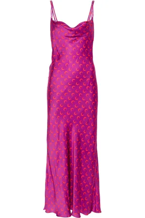Marine Serre Satin-Maxikleid mit Mond-Print