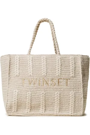 Twin-Set Gewebter Shopper mit Logo-Stickerei