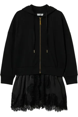 Twin-Set Hoodie mit Spitzenbesatz