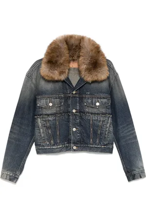 Balenciaga Jeansjacke mit Faux-Fur-Kragen