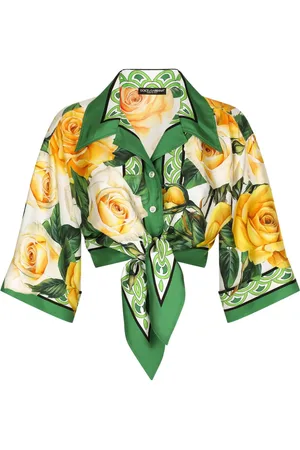 Dolce & Gabbana Cropped-Seidenhemd mit Rosen-Print