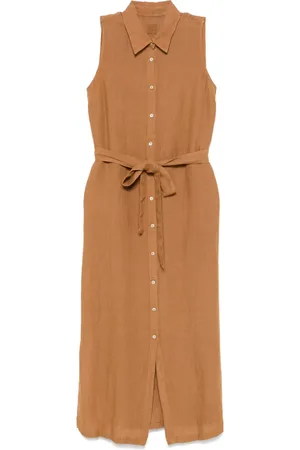 120% Lino Belted midi dress