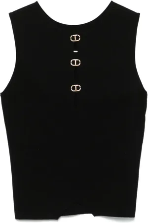 Twin-Set Top mit Logo-Schild