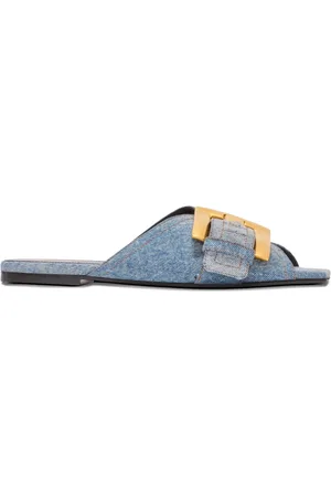 Balmain Flache Anthem Jeans-Sandalen