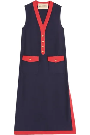 VALENTINO GARAVANI VISCOSE LINEN MIDI DRESS
