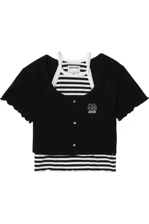 Musium Div. Geripptes T-Shirt im Layering-Look
