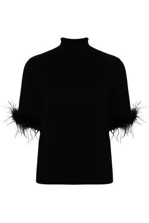 Twin-Set Kurzärmeliger Pullover mit Federn