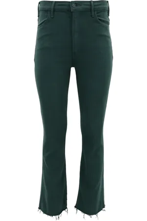 Mother The Hustler Cropped-Jeans mit ausgefransten Kanten