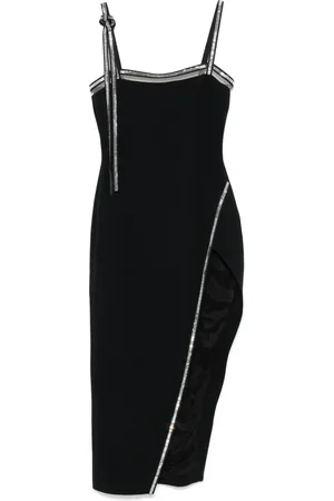 DAVID KOMA Offenes Midikleid mit Kristallen