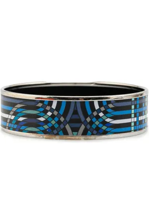 Hermès 20th Century breiter Geometric 65 Emaille-Armreif