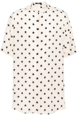 Balmain Kragenloses Hemd mit Stern-Print
