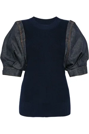 SACAI Geripptes T-Shirt mit Einsätzen