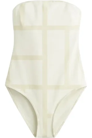 Totême Schulterfreier Badeanzug mit Monogramm