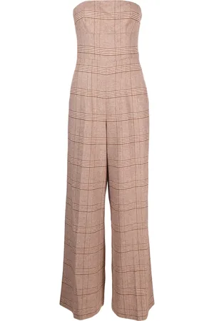 Twin-Set Karierter Jumpsuit mit weitem Bein