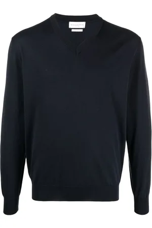 BALLANTYNE Fein gestrickter Pullover mit V-Ausschnitt