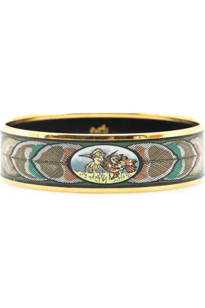 Hermès 20th Century weite Bird Feather 65 Emaille-Armspange