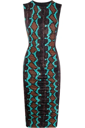 Roberto Cavalli Midikleid mit Schlangen-Print