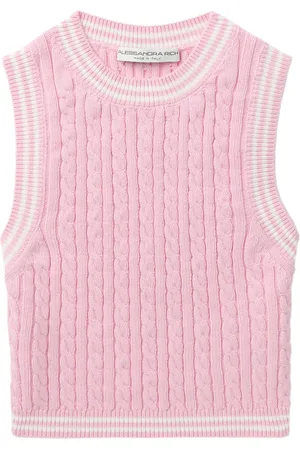 Alessandra Rich Cropped-Oberteil mit Zopfmuster