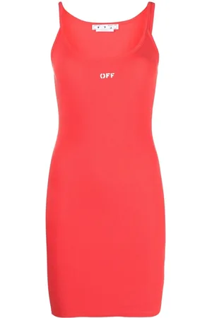 OFF-WHITE Geripptes Kleid mit Logo-Print