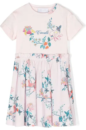 Roberto Cavalli Gestuftes Kleid mit Blumen-Print