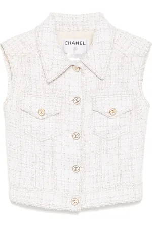 CHANEL 2001 Ärmellose Tweed-Jacke