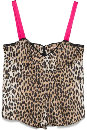John Galliano 2000s Oberteil mit Leoparden-Print
