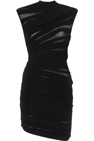 MUGLER Gerafftes Midikleid mit Sheer-Effekt
