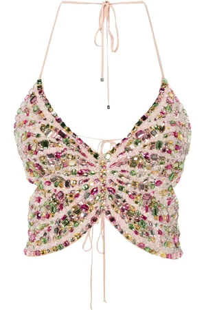 BLUMARINE Neckholder-Top mit Strass