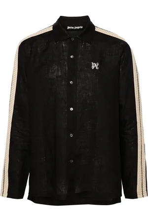 Palm Angels Leinenhemd mit Logo-Stickerei